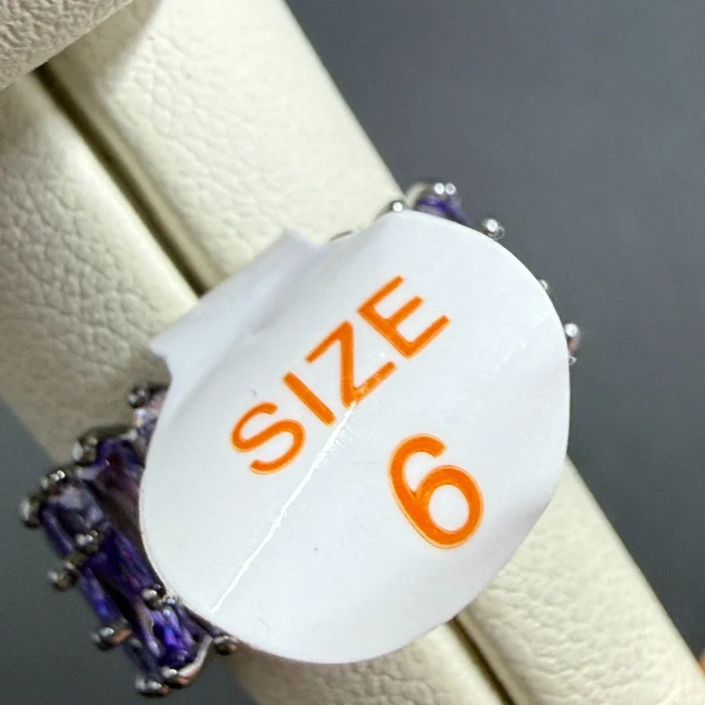 Bomb Party Styling Sparkle Size 6 Ring Violet CZ‎ RBP6651 Hematite Plated